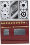ILVE PDN-90V-MP Red Σόμπα κουζίνα, τύπος φούρνου: ηλεκτρικός, είδος των εστιών: σε συνδυασμό