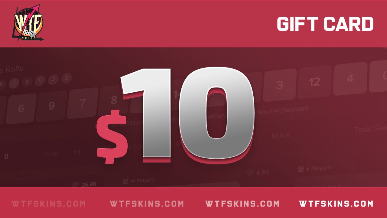 WTFSkins 10 USD Gift Card, $11.72