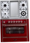 ILVE M-90FD-MP Red Virtuves Plīts, Cepeškrāsns tips: elektrības, no plīts tips: gāze