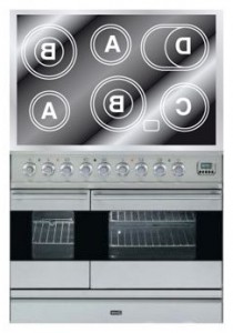 características Estufa de la cocina ILVE PDFE-100-MW Stainless-Steel Foto