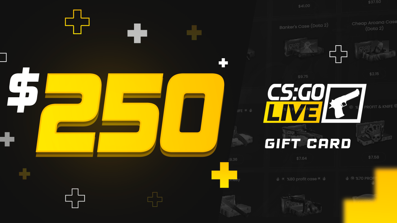 CSGOLive 250 USD Gift Card, $292.89